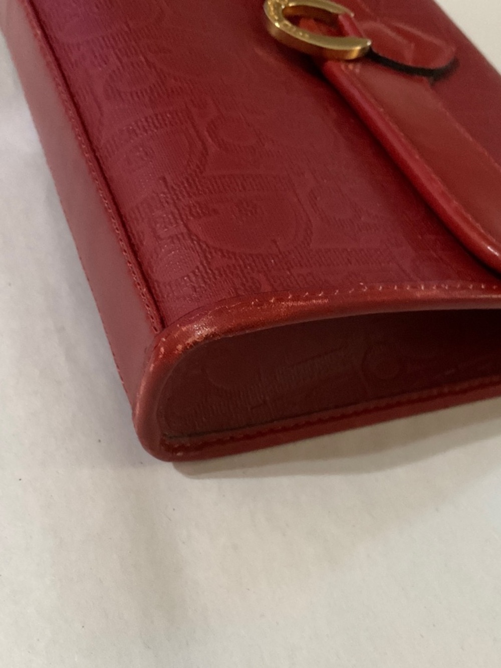 Dior Red Leather Clutch with Gold Ring Hardware - Picture 11 of 14